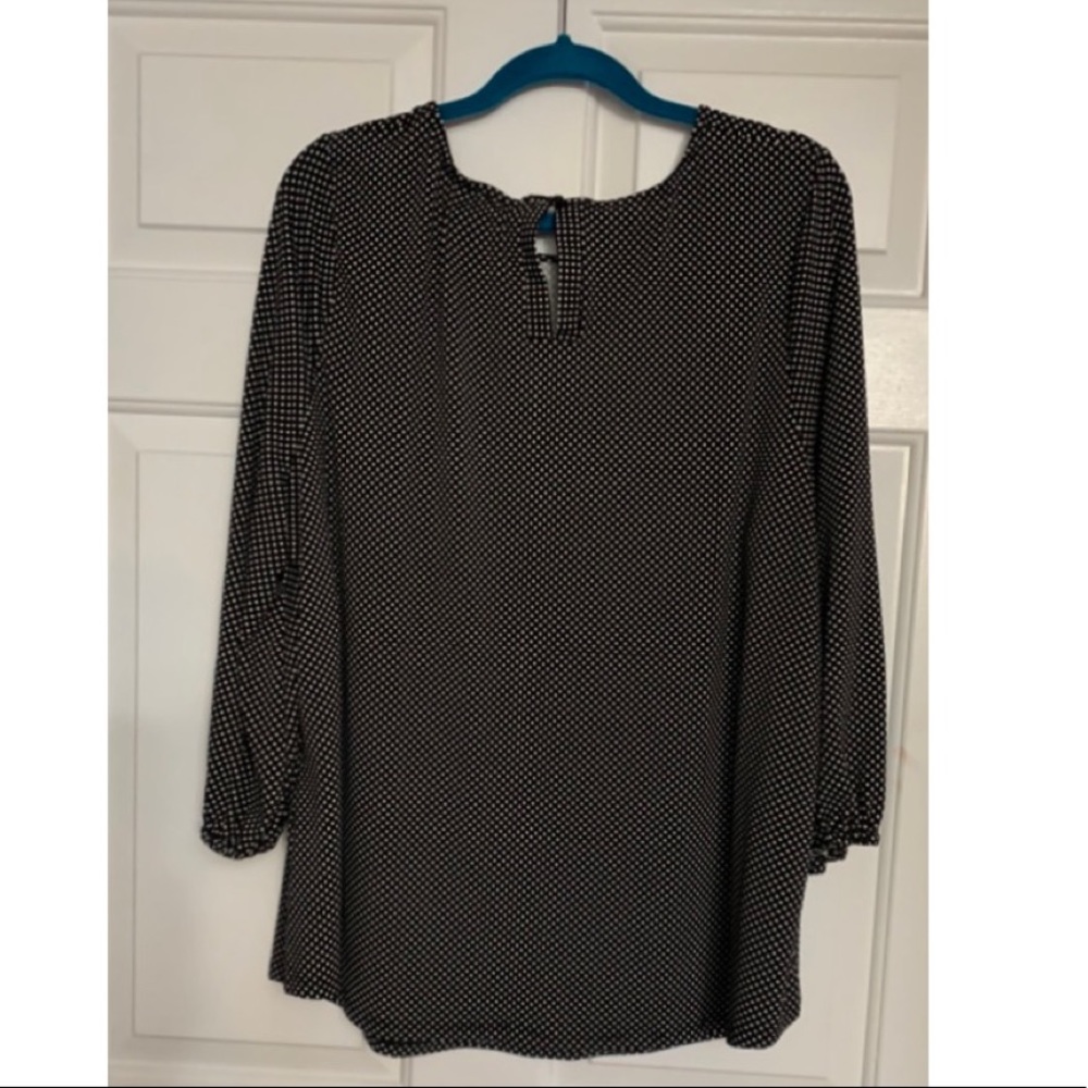 🍇 ADRIANNA PAPELL Black & White Polka Dot Top NWT 3X
